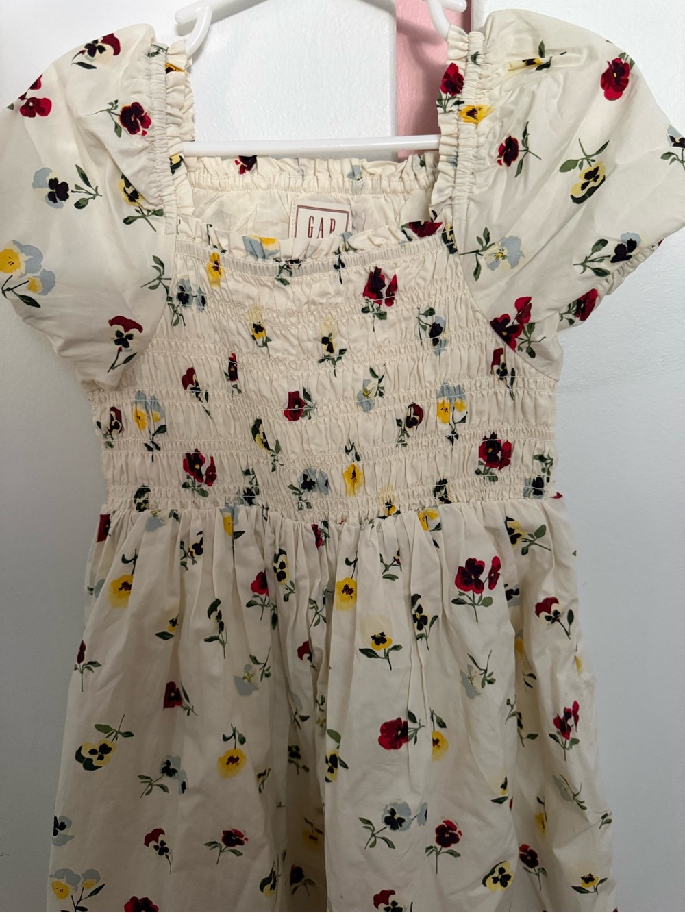 GAP Cream Floral Smocked Puff-Sleeve Dress for Kids